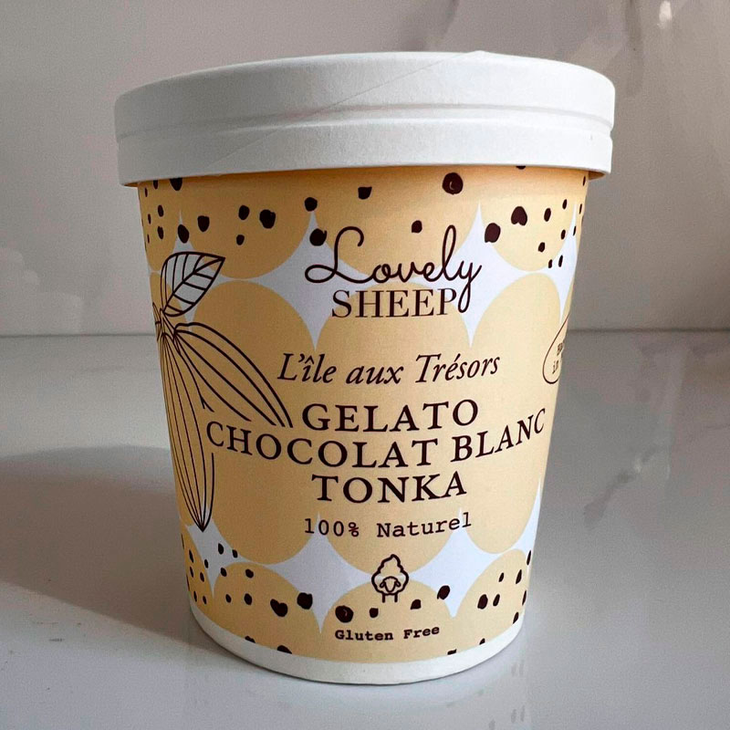 Glace Chocolat blanc Tonka Pot de 475 ml Gelato Lovely Sheep