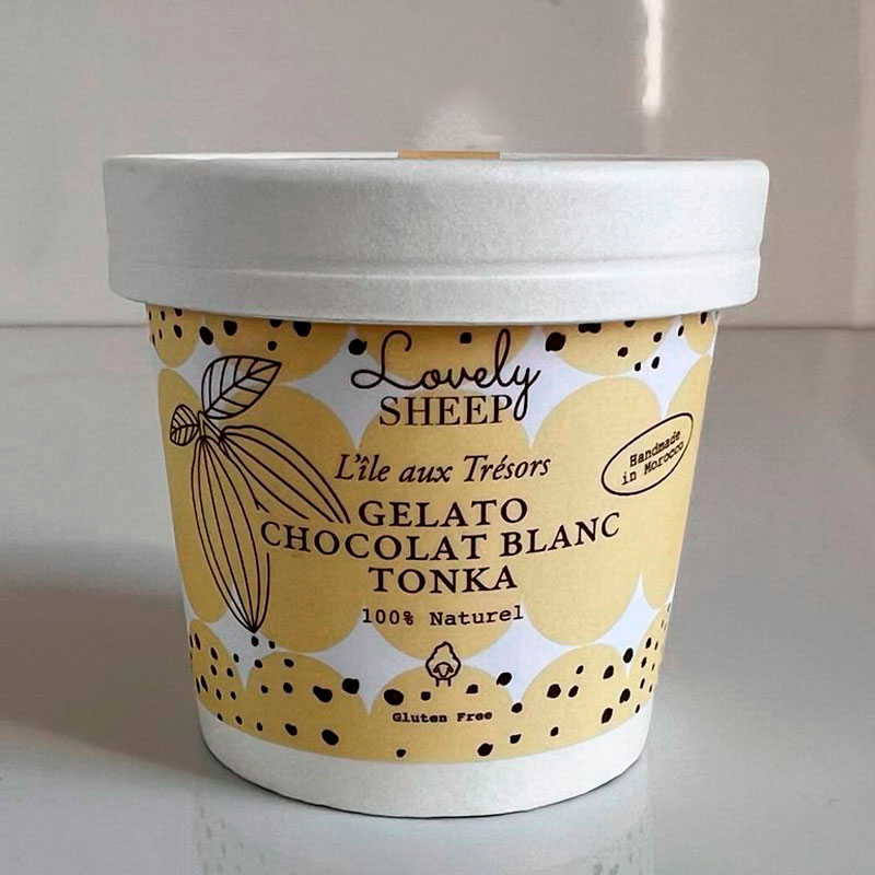Glace Chocolat blanc Tonka Pot de 120 ml Gelato Lovely Sheep
