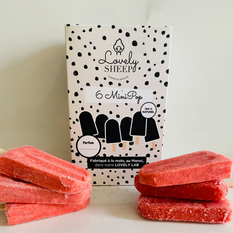 Box 6 Mini-Pop sorbet Fraise Lovely Sheep