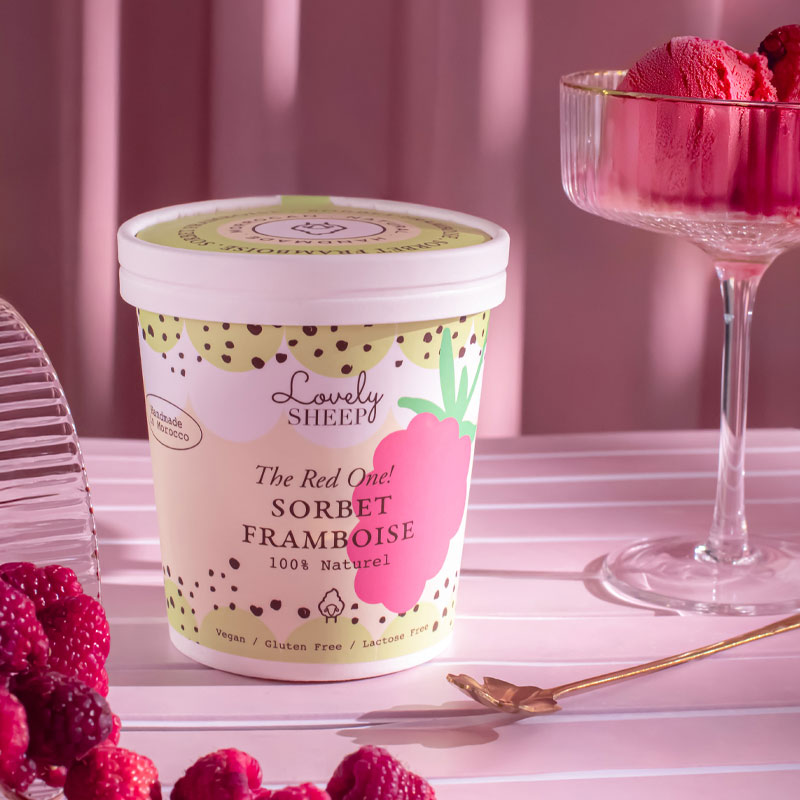 Sorbet Framboise en pot Glacier Maroc Lovely Sheep